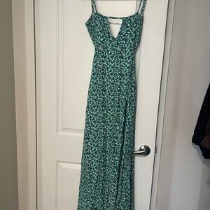 Elegant Green Floral Women's Dress
